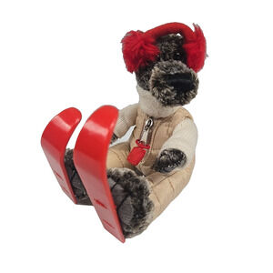 Bath and Body Works Benny The Bear Stuffed Plush Bear Red Skis Ear Muffs 6 Inch